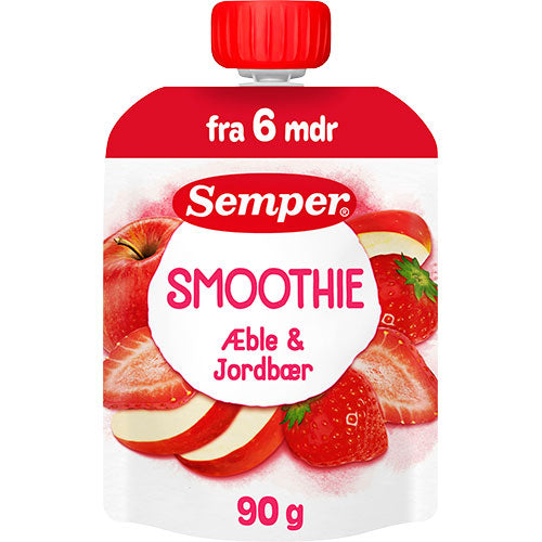 Semper Sommer Smoothie Med Æble Og Jordbær Fra 6 Mdr. | 90 g fra Semper på Mecindo.dk