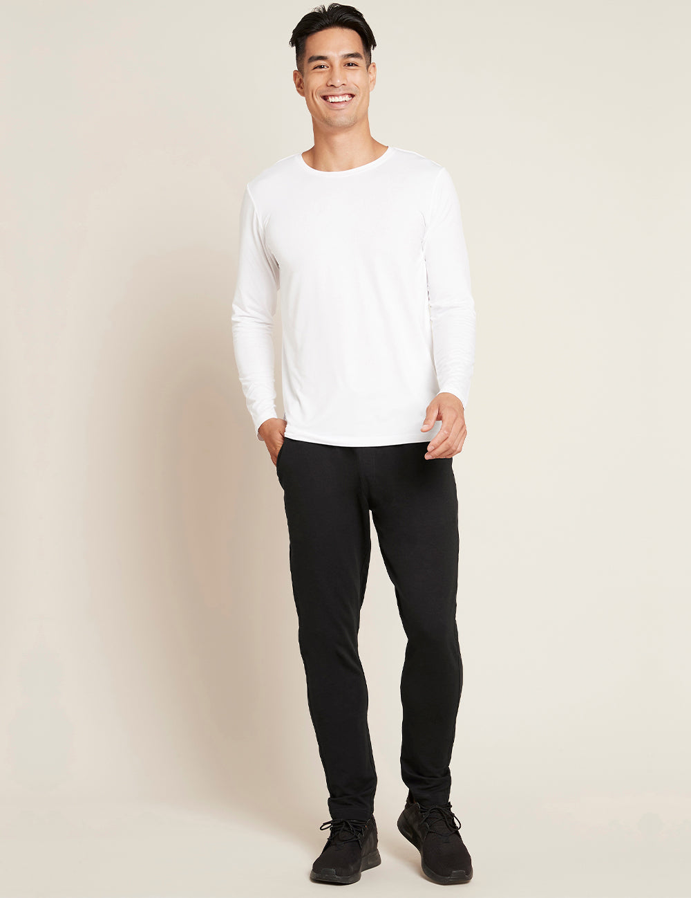 Boody Men´s Long Sleeve Crew Neck T-shirt Hvid | Str. L fra Boody på Mecindo.dk