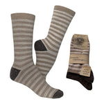 Alpaka Uldstrømper Beigestribet & Mørkebrun Glatstrikkede 2-pak | Str. 35/38