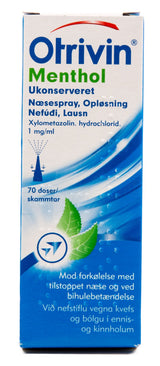 Otrivin Menthol ukonserveret 1 mg/ml fra Otrivin på Mecindo.dk