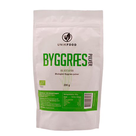 Unikfood Byggraes Pulver Økologisk | 200 gr fra Unikfood på Mecindo.dk