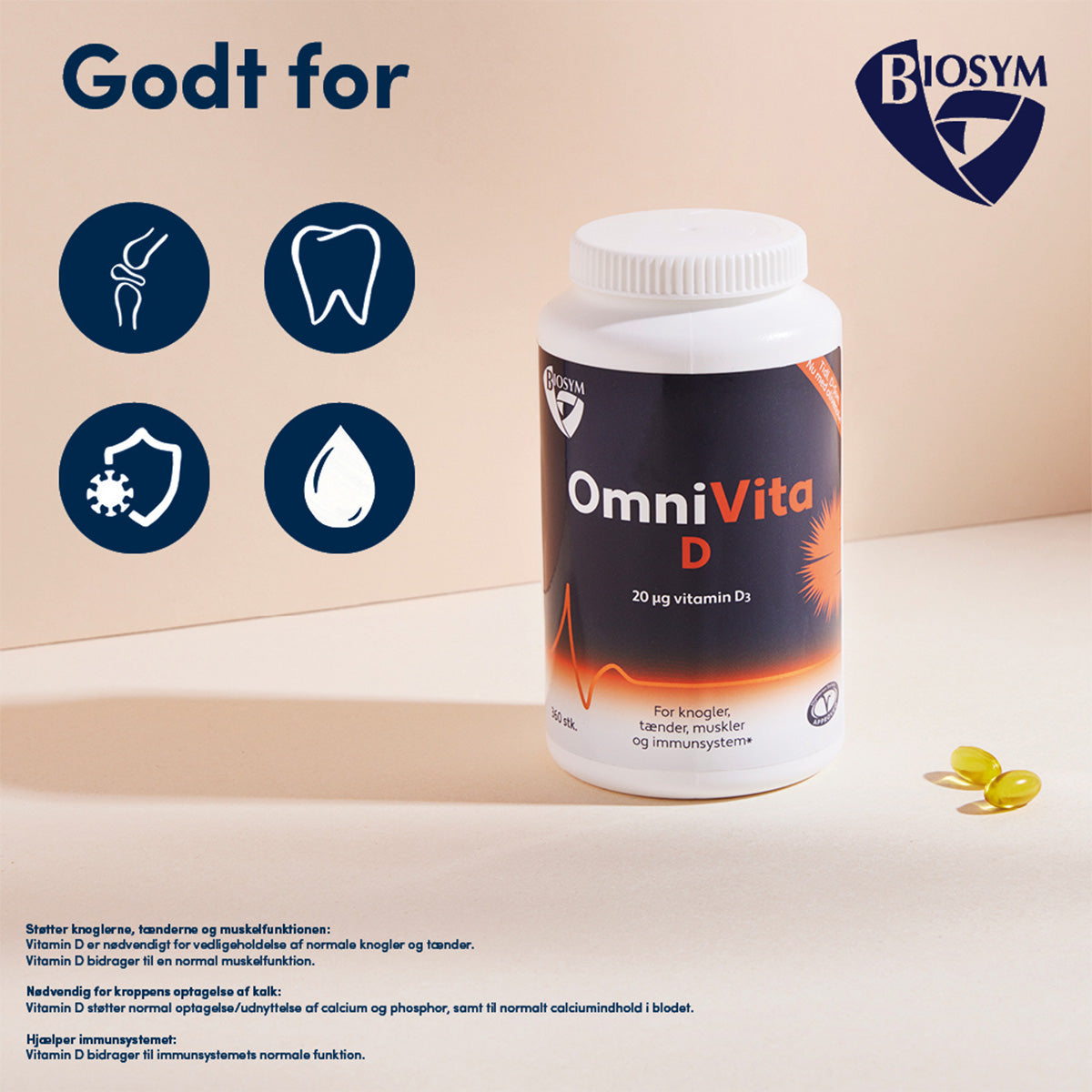 Biosym Omnivita D | 360 kapsler fra Biosym på Mecindo.dk