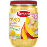 Semper Frugtpure Med Mango & Banan Fra 5 Mdr. | 190 g fra Semper på Mecindo.dk