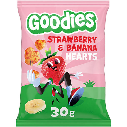 Goodies Crunchy Hearts Banana & Strawberry | 30 g fra Goodies på Mecindo.dk