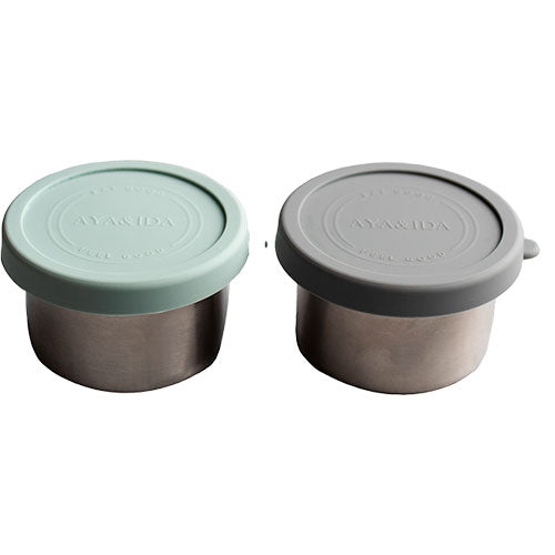 AYA&IDA Snack Container | Dark Grey/mint Green fra AYA&IDA på Mecindo.dk
