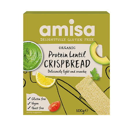 Amisa Knaekbrød Protein M. Linser Glutenfri Økologisk | 100 gr fra Amisa på Mecindo.dk