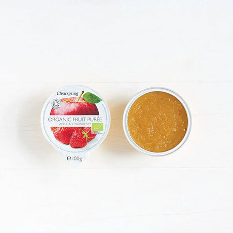 Clearspring Frugtpuré Økologisk (200 gr) | AEble & Jordbaer fra Clearspring på Mecindo.dk