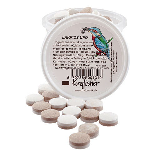Kingfisher Lakrids Ufo | 80 gr fra Kingfisher på Mecindo.dk