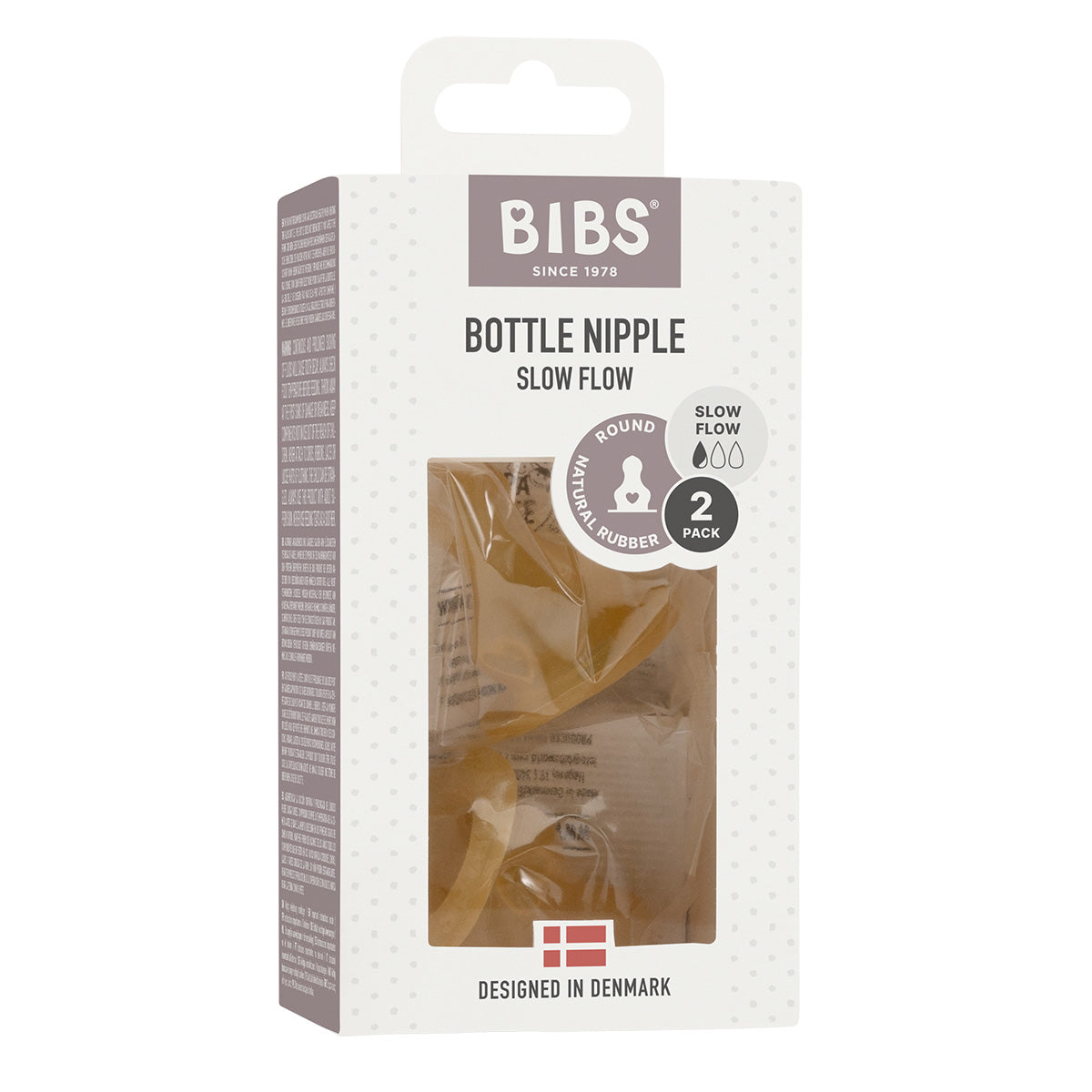 BIBS Bottle Nipple Latex Slow Flow 2 PACK fra BIBS på Mecindo.dk