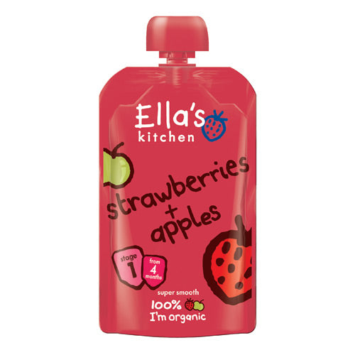 Ellas Kitchen Babymos jordbaer & aeble 4 mdr Økologisk | 120 gr fra Ellas Kitchen på Mecindo.dk
