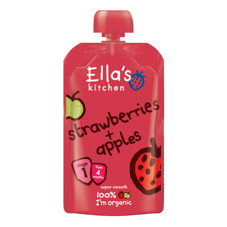 Ellas Kitchen Babymos jordbaer & aeble 4 mdr Økologisk | 120 gr fra Ellas Kitchen på Mecindo.dk