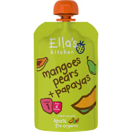 Ellas Kitchen Babymos mango, paere, & papaya 4 mdr Økologisk | 120 gr fra Ellas Kitchen på Mecindo.dk
