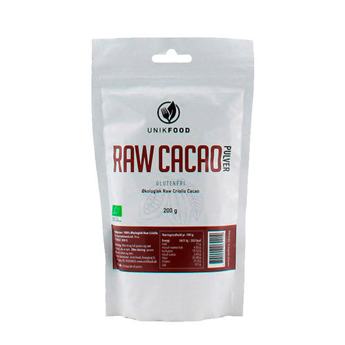 Unikfood Cacao Pulver Raw Økologisk | 200 gr fra Unikfood på Mecindo.dk