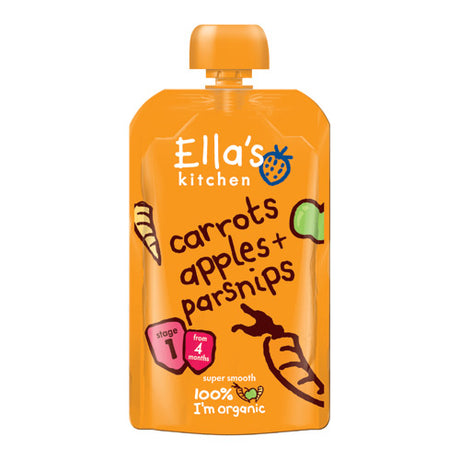 Ellas Kitchen Babymos gulerod, aeble og pastinak 4 mdr Økologisk | 120 gr fra Ellas Kitchen på Mecindo.dk