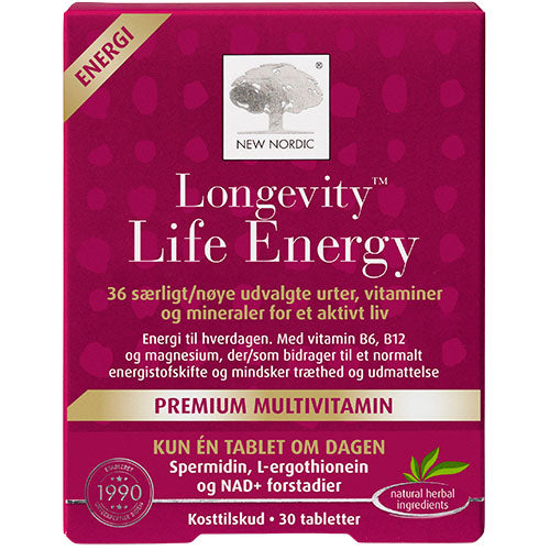 New Nordic Longevity Life Energy | 30 tabletter fra New Nordic på Mecindo.dk