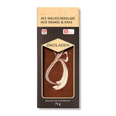 Økoladen Chokolade Maelk Orange/knas Økologisk 40% | 75 gr fra Økoladen på Mecindo.dk