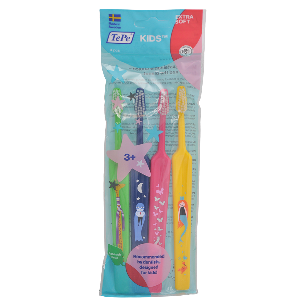 TePe Kids X-soft Tandbørste | 4 stk fra TePe på Mecindo.dk