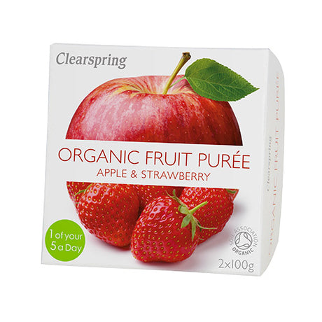Clearspring Frugtpuré Økologisk (200 gr) | AEble & Jordbaer fra Clearspring på Mecindo.dk