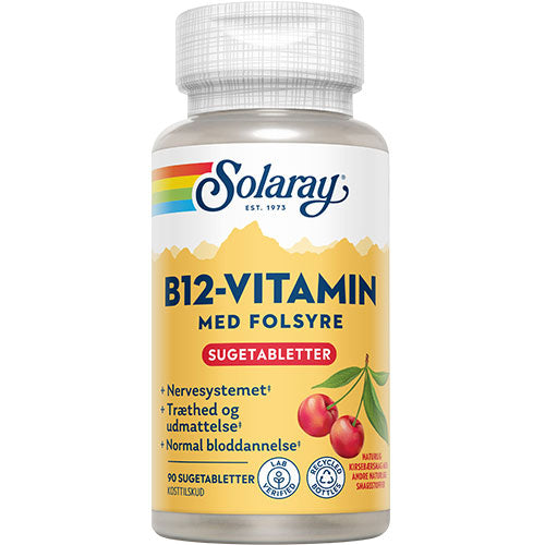 Solaray B12 Vitamin med Folsyre | 90 Tabletter
