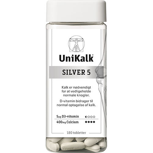 Unikalk Unikalk Silver 5 | 180 TAB fra Unikalk på Mecindo.dk