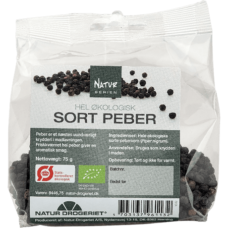Natur-Drogeriet Hel Sort Peber Økologisk | 75 g fra Natur-Drogeriet på Mecindo.dk