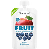 Clearspring Æble & Blåbær Frugtpuré Ø | 100 gr fra Clearspring på Mecindo.dk