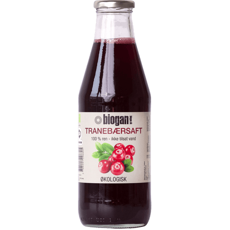 Biogan Tranebærsaft 100% Ren Saft Økologisk | 750 ml fra Biogan på Mecindo.dk