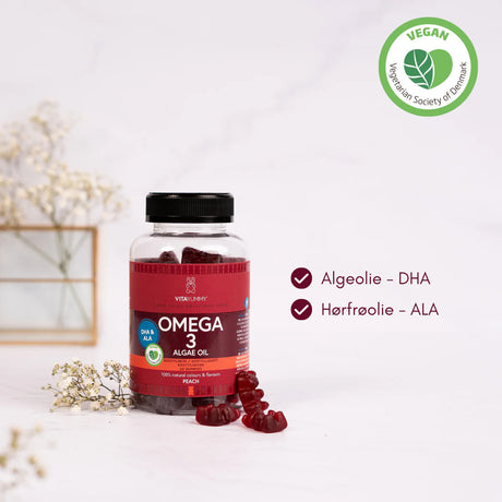Vita Yummy Omega 3 Peach | 60 gummies fra Vita Yummy på Mecindo.dk
