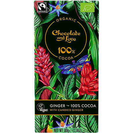 Chokolade 100% kakao med kandiseret ingefær Økologisk