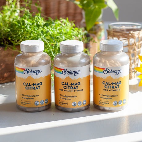 Solaray Cal-mag Citrat Med Vitamin D Og K2 | 240 kapsler fra Solaray på Mecindo.dk
