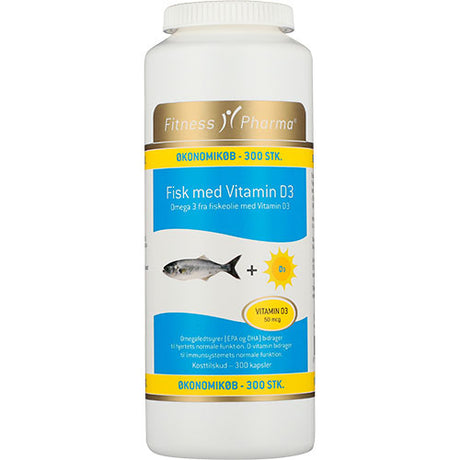 Fitness Pharma Fisk Med Vitamin D3 | 300 kapsler fra Fitness Pharma på Mecindo.dk