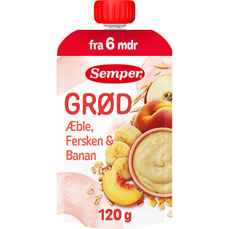 Semper Grød Med Æble, Fersken & Banan Fra 6 Mdr. | 120 g fra Semper på Mecindo.dk