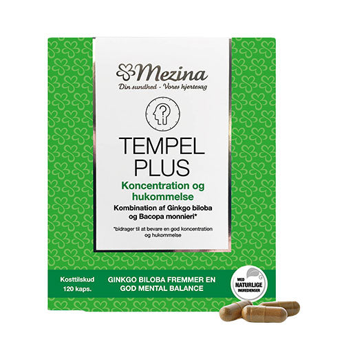 Mezina Tempel Plus | 120 kapsler fra Mezina på Mecindo.dk