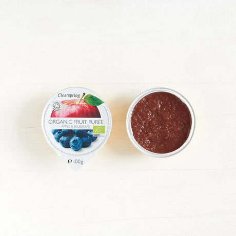 Clearspring Frugtpuré Økologisk (200 gr) | AEble & Blåbaer fra Clearspring på Mecindo.dk