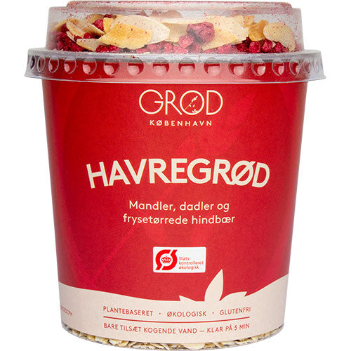 GRØD Havregrød m. mandler, frysetørrede hindbaer Økologisk & dadler | 67.9 gr fra GRØD på Mecindo.dk