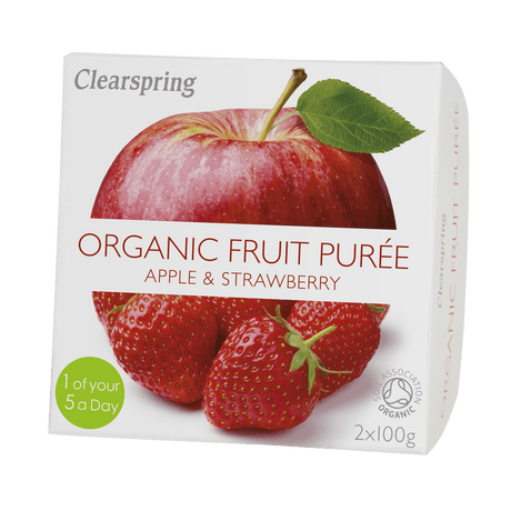 Clearspring Frugtpuré Økologisk 200 g | Æble & Jordbær