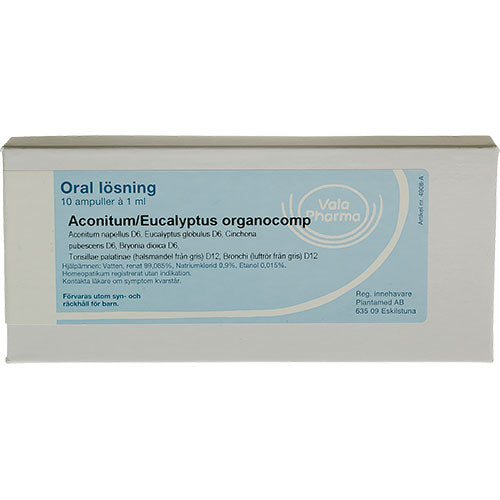 Aconitum/Eucalyptus organocomp fra Vala Pharma på Mecindo.dk
