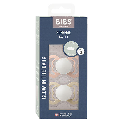 BIBS Supreme Silicone Size 2 Blush GLOW/Vanilla fra BIBS på Mecindo.dk