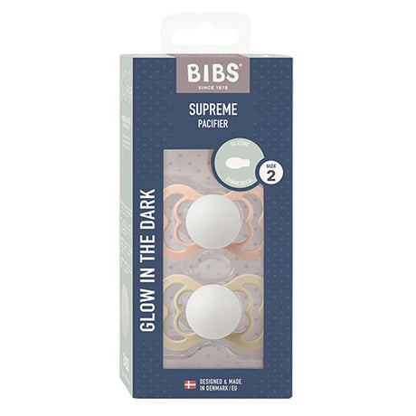 BIBS Supreme Silicone Size 2 Blush GLOW/Vanilla fra BIBS på Mecindo.dk