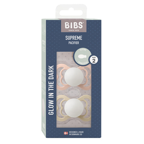 BIBS Supreme Silicone Size 2 Blush GLOW/Vanilla fra BIBS på Mecindo.dk
