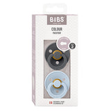BIBS Colour Latex Size 2 Iron/Baby Blue 2 PACK fra BIBS på Mecindo.dk