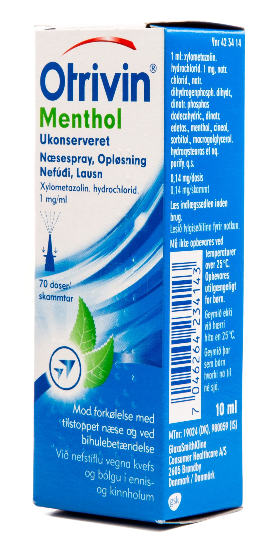 Otrivin Menthol ukonserveret 1 mg/ml fra Otrivin på Mecindo.dk