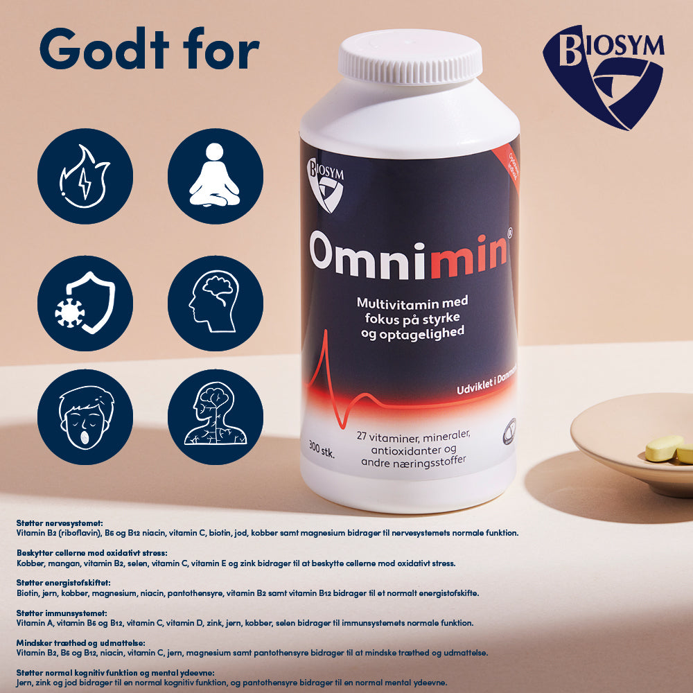 Biosym Omnimin | 300 tabletter fra Biosym på Mecindo.dk