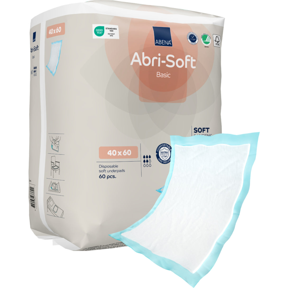 Abena Abri-soft Basic Underlag 60x40cm | 60 stk fra Abena på Mecindo.dk