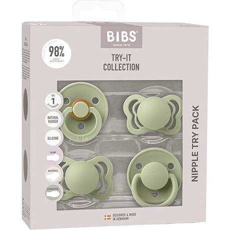 BIBS Try-it Collection Size 1 Sage 4 PACK fra BIBS på Mecindo.dk