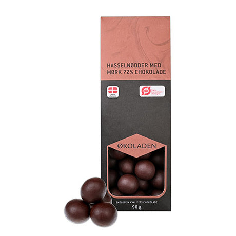 Økoladen Hasselnødder M. 72% Mørk Chokolade Økologisk | 90 gr fra Økoladen på Mecindo.dk