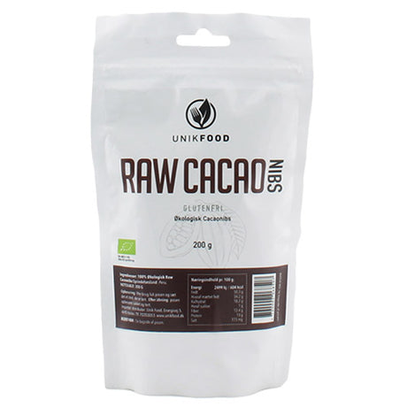 Unikfood Cacao Nibs Grofthakkede Økologisk | 200 gr fra Unikfood på Mecindo.dk