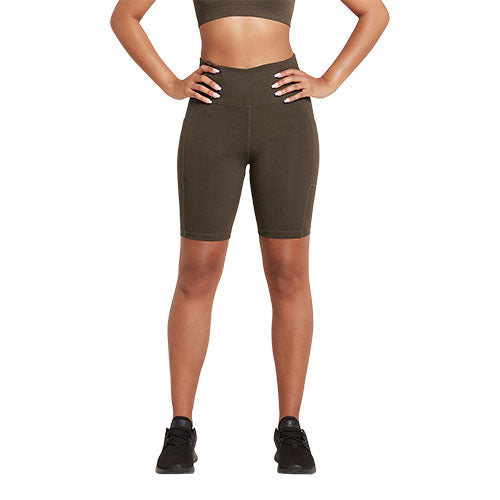 Boody Motivate 8" High-waist Shorts Dark Olive | Str. Xl fra Boody på Mecindo.dk