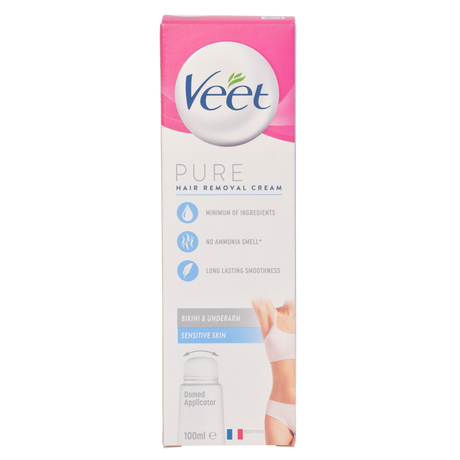 Veet Pure Hair Removal Cream Sensitive Skin Bikini & Underarm | 100 ml fra Veet på Mecindo.dk