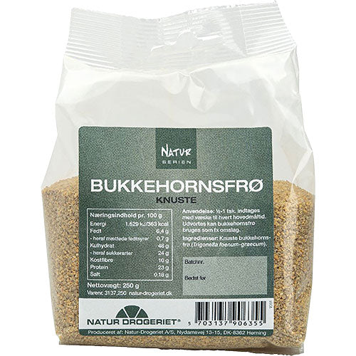 Natur-Drogeriet Bukkehornsfrø Knust | 250 gr fra Natur-Drogeriet på Mecindo.dk